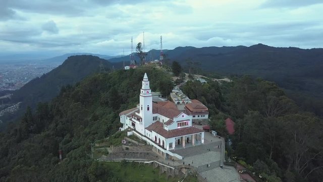 Drone Video Sanctuary of Monserrate  Bogota Colombia
