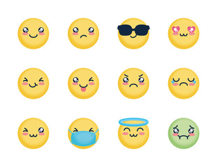 Fototapeta premium angel emoji and emojis icon set, flat style