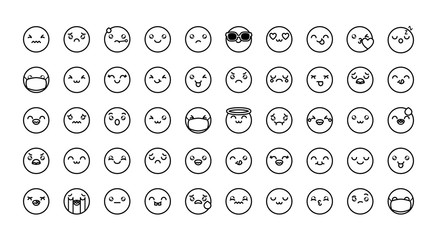 Fototapeta na wymiar emojis icon set, line style