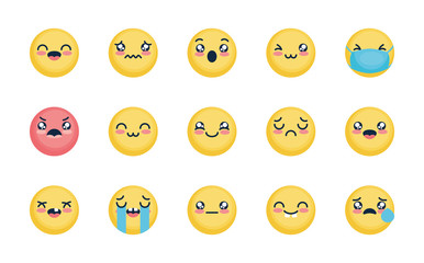 Obraz premium angry emoji and emoji faces icon set, flat style