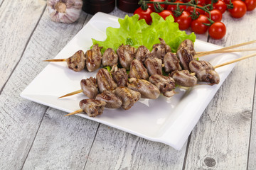 Chicken hearts skewer