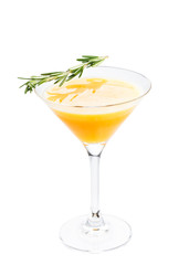 Daiquiri sour alcoholic classic cocktail in a martini glass isolated on white background
