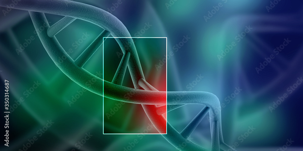 Poster 3d render of dna structure, abstract background