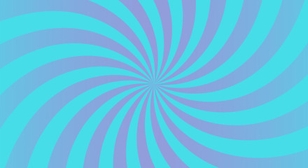 Sunburst background with blue ray. Spiral curved rotating background with rays.