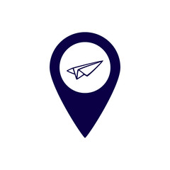 Pointer with a paper plane. Vector icon isolated on a white background.