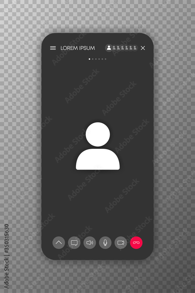 Poster call mobile screen template on window browser or app. video chat or meeting or conference. mockup ui