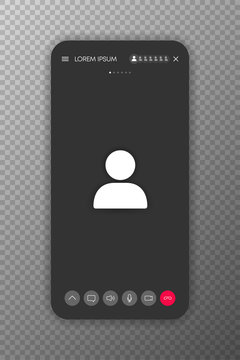 Call mobile screen template on window browser or app. Video chat or meeting or conference. Mockup UI, UX interface. Vector.