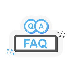 Question mark button or banner in flat 3D style. Discussion speech bubble pictogram. Vector.