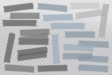 White and colorful different size adhesive, sticky, masking, duct tape, paper pieces are on white squared background