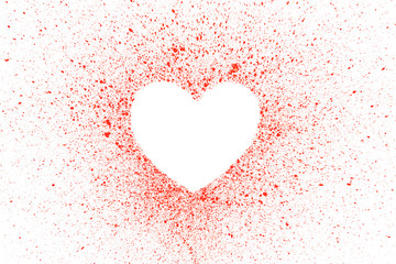 Red heart shape for text isolated on white background