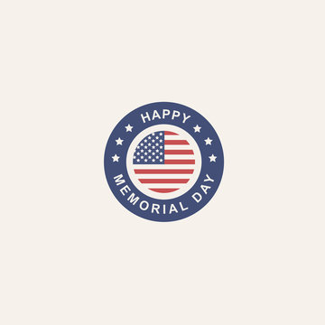 Emblem for USA Memorial Day in traditional colors with the flag of America. Remember and read. For website, mobile application, banner. Vector illustration