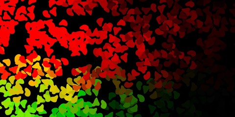 Fototapeta na wymiar Dark green, red vector background with random forms.