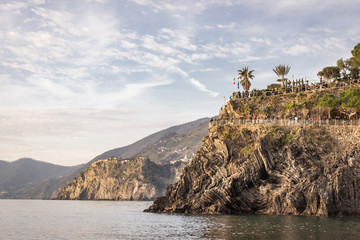 view of the coast of the mediterranean sea, italy Cinque terre