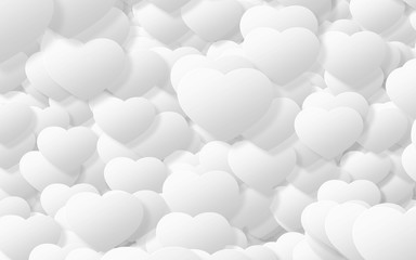 Paper art of White heart on a white background. valentine's day...