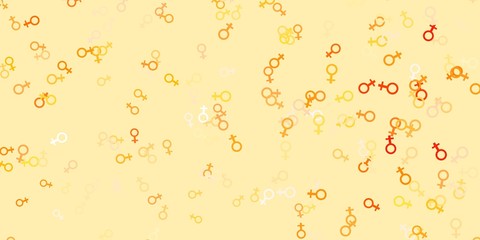 Light Orange vector pattern with feminism elements.