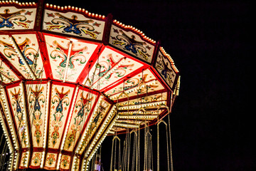 ferris wheel at night, attraction, theme park 