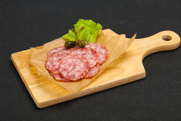 Spanish Salchichon sausage with salad