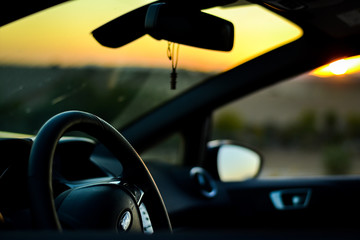 Fototapeta na wymiar rear view of a car, interior grey