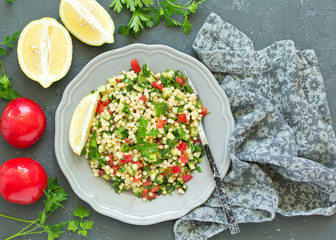 Taboulet salad with bulgur. Eastern cuisine.