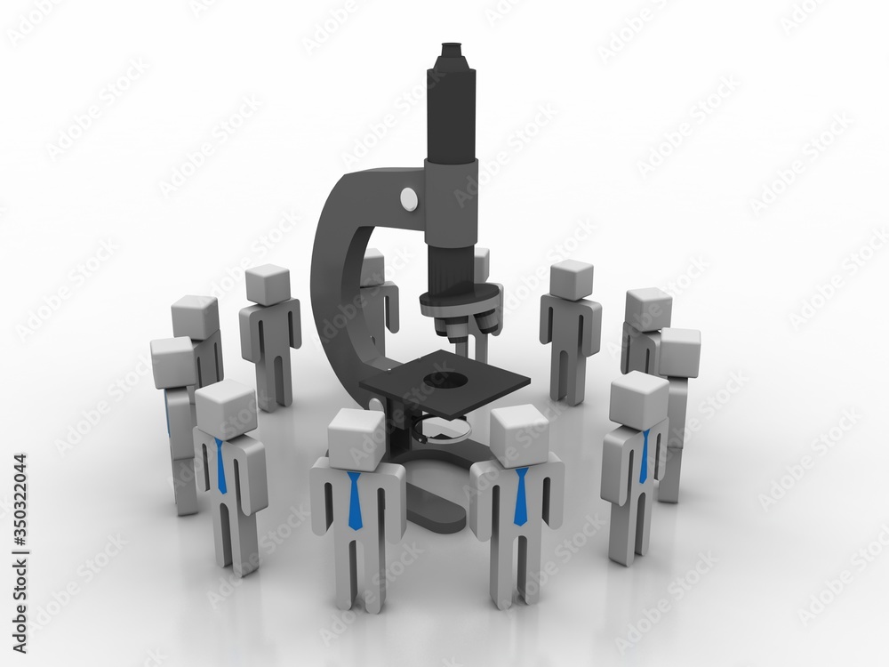 Aufkleber 3d rendering microscope with lab technician