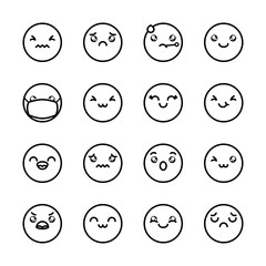 angry emoji and emojis icon set, line style