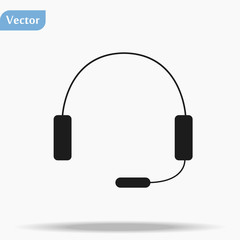 Headphone Isolated Flat Web Mobile Icon Vector Sign Symbol Button Element Silhouette