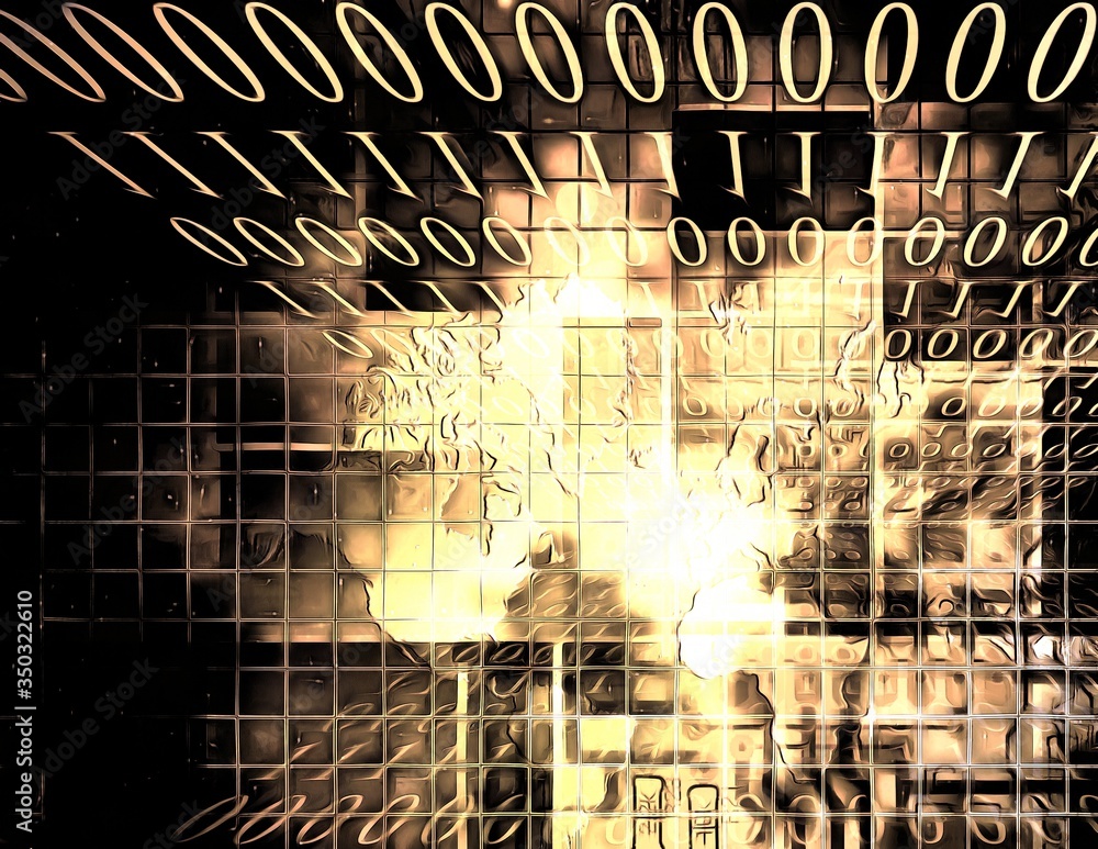 Poster binary code stream. modern digital art
