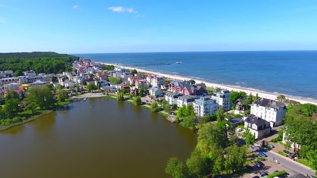 Aerial Drone Shot of Usedom Island Baltic Sea Germany Poland Border