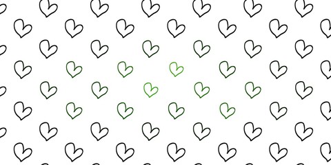 Light Green vector background with hearts.