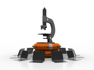 3d rendering technology Computer network with Microscope
