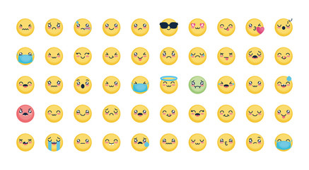 emojis icon set, flat style
