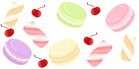 illustration of cute macaroons on a white background