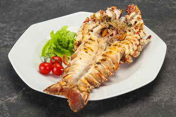 Grilled crayfish in the plate