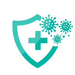 Coronavirus 2019-nCoV Bacteria Icon. Bacteria Protection logo vector. Coronavirus outbreak Stop virus. Isolated vector icon of virus on blue background for poster, banner, flyer.
