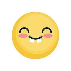 cute emoji with tender face icon, flat style