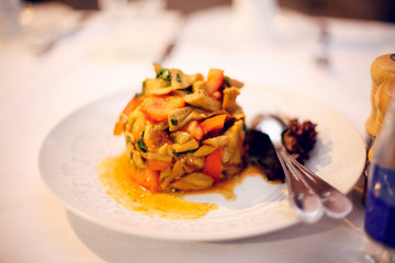 The beautiful appetizer on the festive table