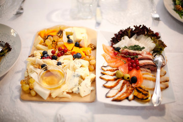 The beautiful appetizer on the festive table