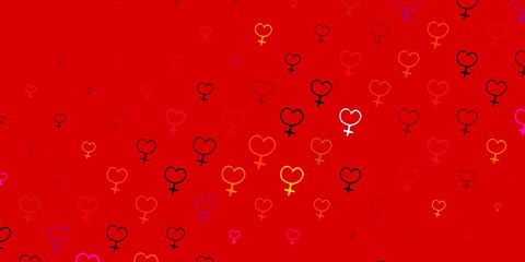 Light Red vector backdrop with woman's power symbols.