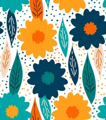 Tuinposter Colorful floral seamless pattern for kids. Summer illustration, raster version © scifilullaby