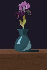 Flat design flower still life, digital illustration 