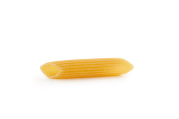 Italian raw dry pasta penne isolated on white background