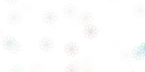 Light Pink, Green vector doodle background with flowers.