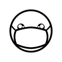 emoji with mouth mask, line style