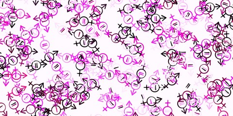 Light Pink vector pattern with feminism elements.