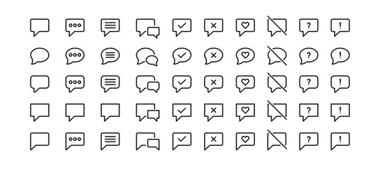 Minimal Text Bubbles Icon Set - Vector Set of Chat and Text Fields - editable vector Set