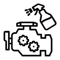 Spraying the Engine Bay Concept Vector Icon Design, Engine detailing on white background,  