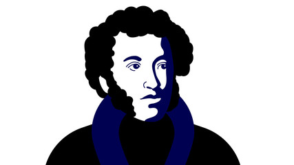Alexander Pushkin. Russian national writer. Russian poet. Vector portrait