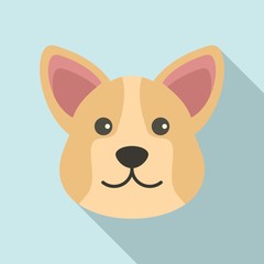 Cute corgi icon. Flat illustration of cute corgi vector icon for web design