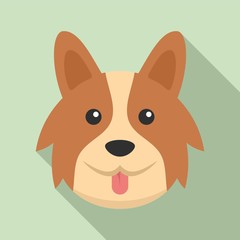 Fototapeta premium Cute corgi dog icon. Flat illustration of cute corgi dog vector icon for web design