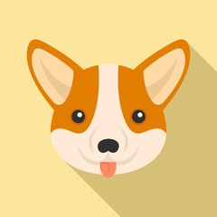 Corgi dog face icon. Flat illustration of corgi dog face vector icon for web design